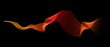 abstract light lines wavy flowing dynamic in red and yellow colors isolated on black background for concept of AI technology