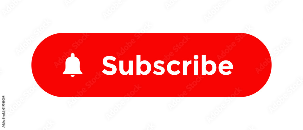 Subscribe button icon vector in flat style. Streaming channel element Subscribe button icon vector in flat style. Streaming channel element