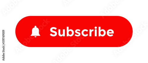 Subscribe button icon vector in flat style. Streaming channel element