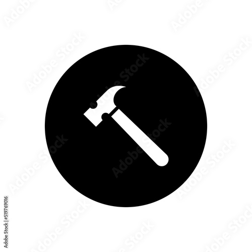 Hammer icon vector isolated on circle background