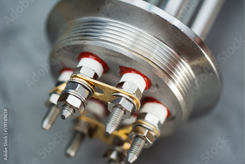 Bilde på lerret Closeup view High temperature stainless steel tubular immersion electric water h