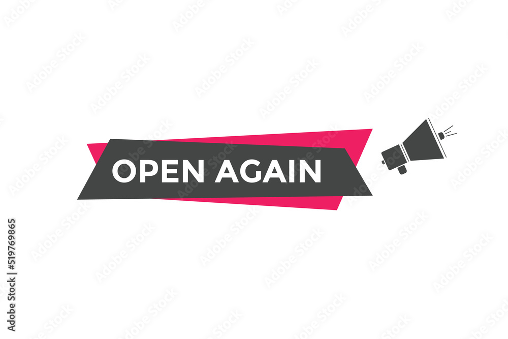 Open again Colorful label sign template. Open again symbol web banner.
Open again Colorful label sign template. Open again symbol web banner.