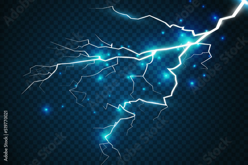 A set of Magic lightning and bright lighting effects. Vector illustration