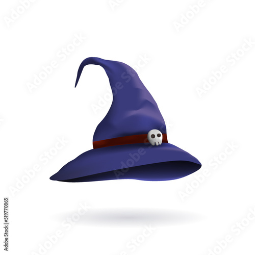 Illustration cartoon realistic witch hat blue color