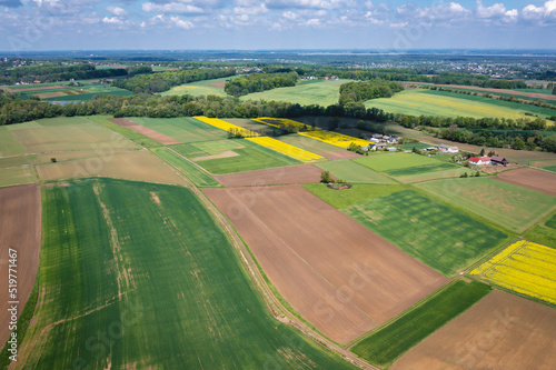 Fields in Miedzyrzecze Gorne village in Silesia region of Poland