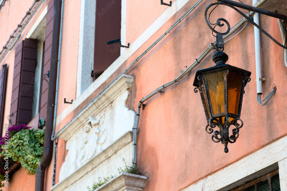 Lantern. Venice - ancient beautiful romantic and tourist attraction italian city, detail