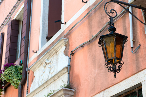 Lantern. Venice - ancient beautiful romantic and tourist attraction italian city, detail