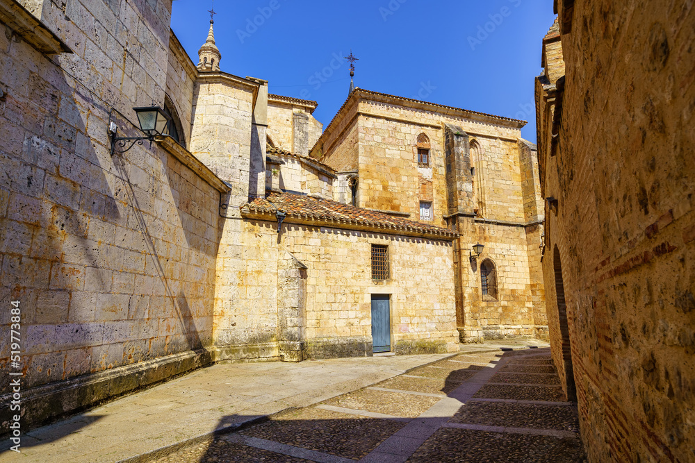 Medieval buildings attached to the Gothic cathedral of the old town of Burgo de Osma, Soria.