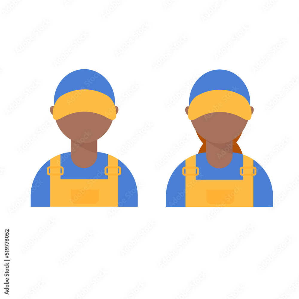Repair service man woman worker logo. Workshop mechanic. Repair service man woman worker logo. Workshop mechanic.