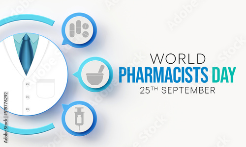 World Pharmacists day is observed every year on 25 September, The day focuses on the importance of pharmacists, and it honors how much they impact our health and well-being. 3D Rendering