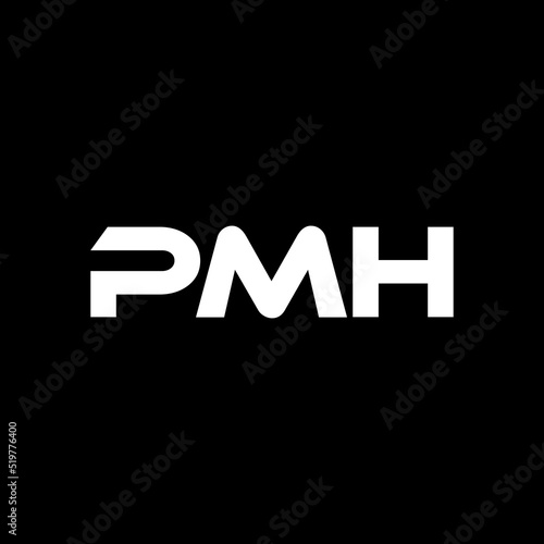 PMH letter logo design with black background in illustrator, vector logo modern alphabet font overlap style. calligraphy designs for logo, Poster, Invitation, etc.