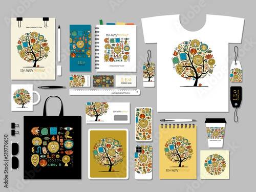 Leo zodiac sign. Concept art for your business. Creative ideas for cards, banner, web, promotional materials. Corporate identity template. Vector illustration