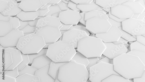 White 3D Background Abstract Heptagon pattern texture 