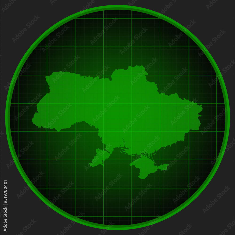 Template vector map outline Ukraine on radar Template vector map outline Ukraine on radar