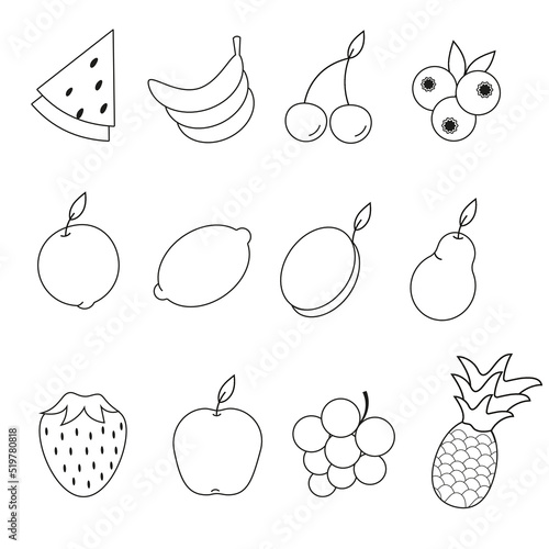 fruits and berries in the form of icons for social networks