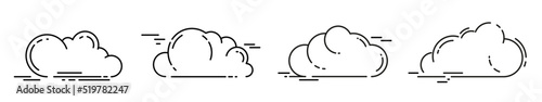 Set of clouds in line style isolated on white background. Vector illustration.