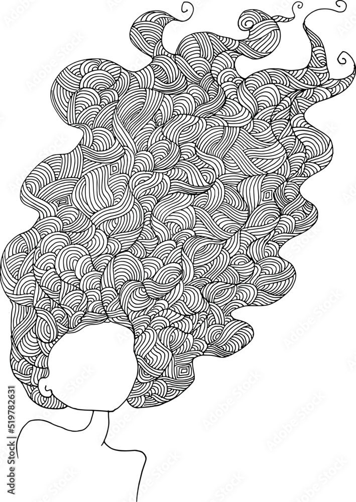 black and white Beauty Hair Pattern Design vector drawing black and white Beauty Hair Pattern Design vector drawing
