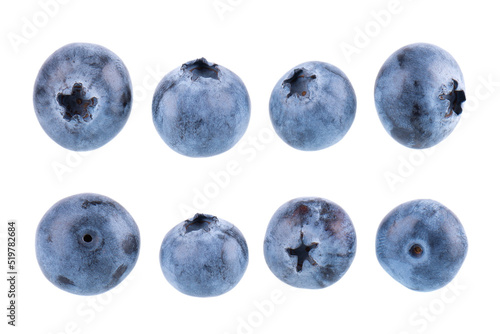 Fresh blueberry isolated on white background. Bilberry or whortleberry berries. Collection. Clipping path.