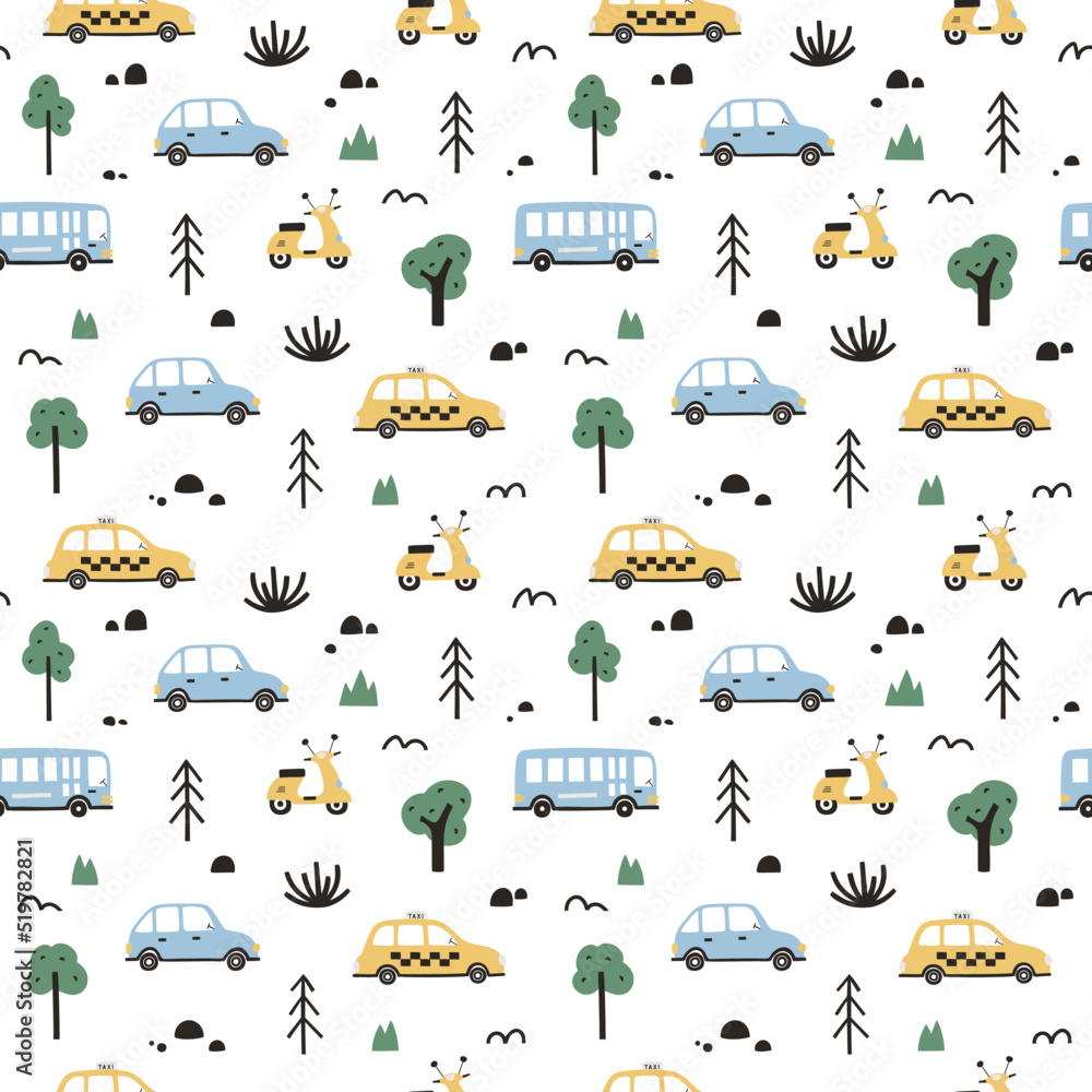 Cute cartoon cars seamless pattern Cute cartoon cars seamless pattern