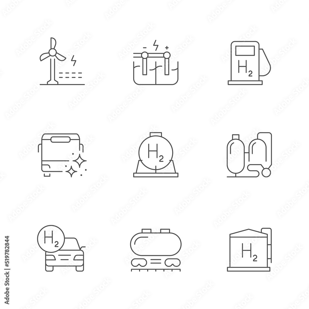 Set line icons of hydrogen Set line icons of hydrogen