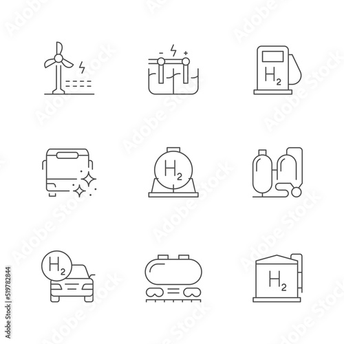 Set line icons of hydrogen