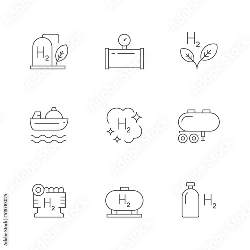 Set line icons of hydrogen