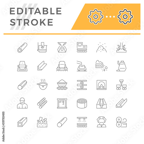 Set line icons of metallurgy