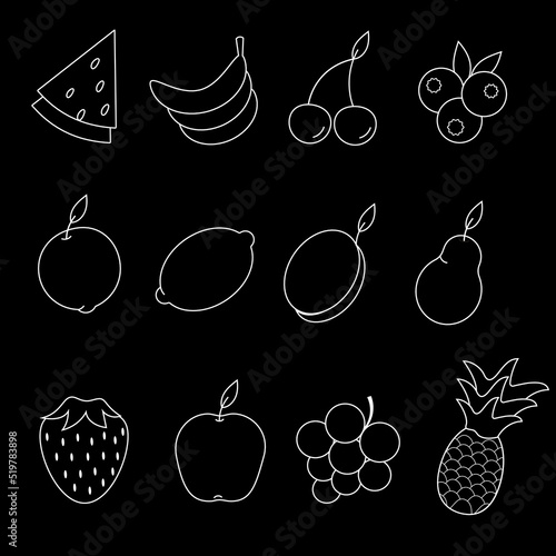 fruits and berries in the form of icons for social networks