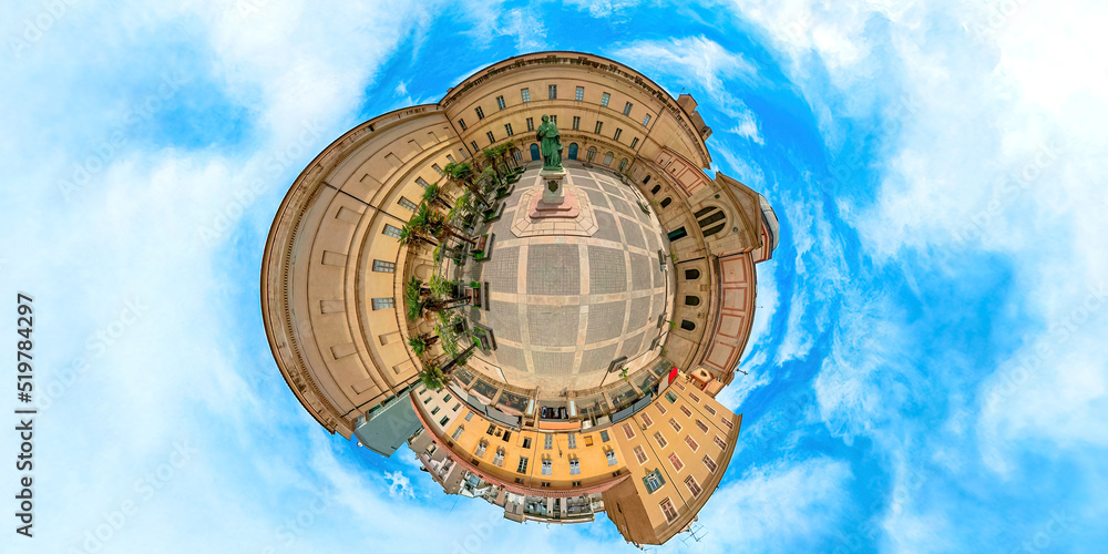 Aerial 360 degrees panorama in tiny of Fesch museum yard with
