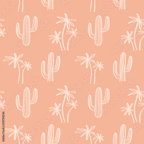 South western Cacti simple boho seamless pattern