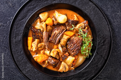 Beef Bourguignon, Beef Burgundy in a black bowl