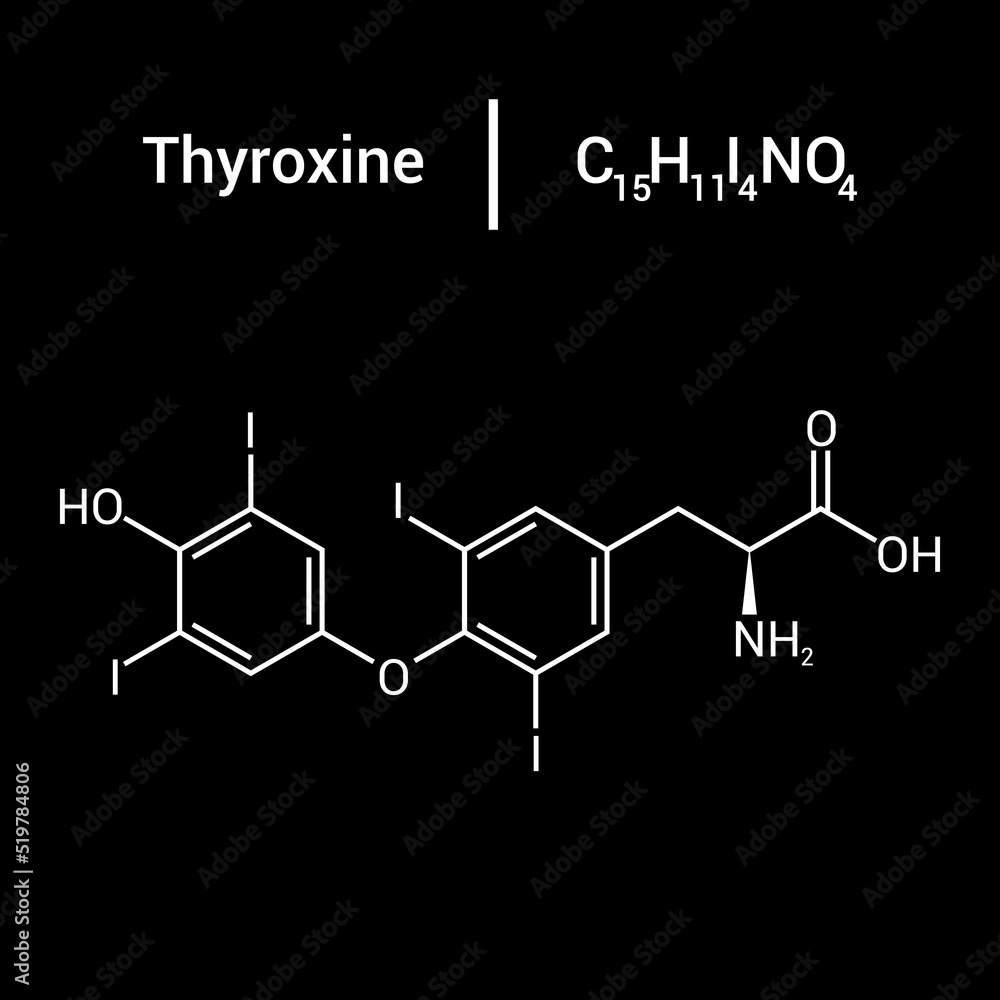 Fototapeta premium chemical structure of thyroxine (C15H11I4NO4)