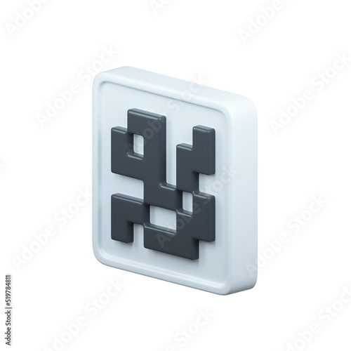 Qr Code 3d rendering icon. Isolated on white.