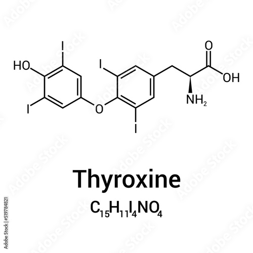 chemical structure of thyroxine (C15H11I4NO4) photo
