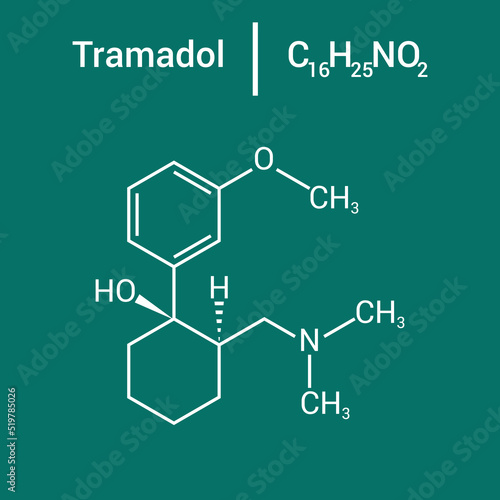 chemical structure of Tramadol (C16H25NO2) photo