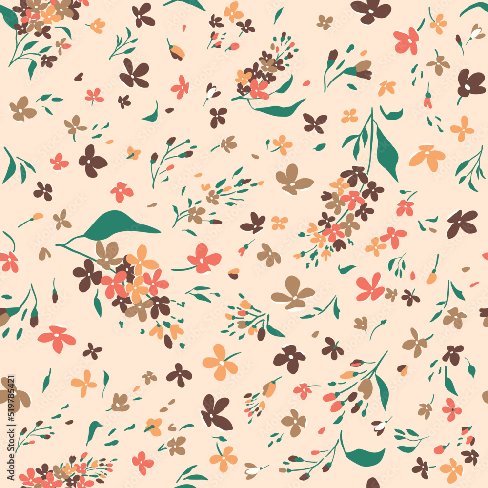 Fototapeta premium Hand draw flowers. Colorful seamless pattern with lilac flowers