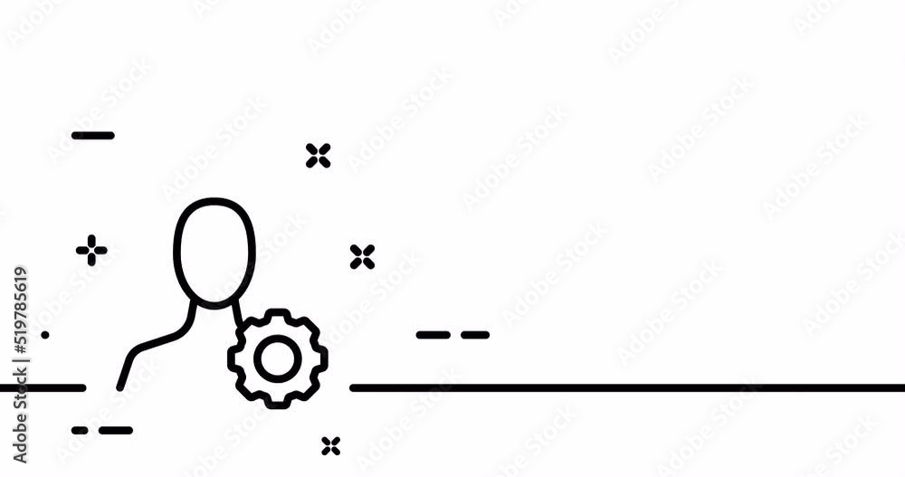 Man with button. Gear, setting, configuration, worker, repairman, engineer, tutorial, development. Setup concept. One line drawing animation. Motion design. Animated technology logo. Video 4K Man with button. Gear, setting, configuration, worker, repairman, engineer, tutorial, development. Setup concept. One line drawing animation. Motion design. Animated technology logo. Video 4K