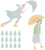 雨　人物　傘 イラスト