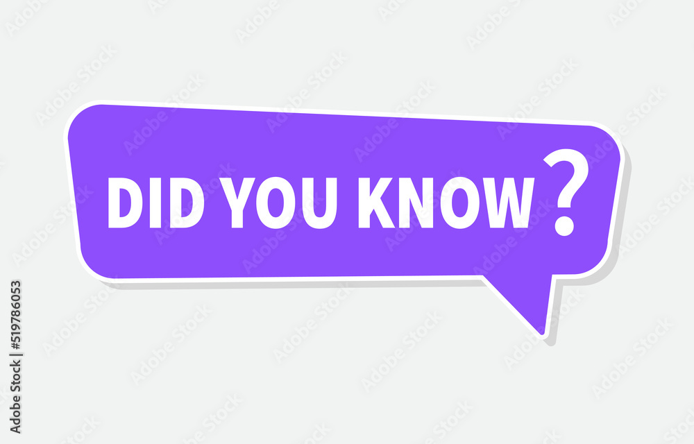 Did You Know with speech bubble on white background. Vector illustration Did You Know with speech bubble on white background. Vector illustration