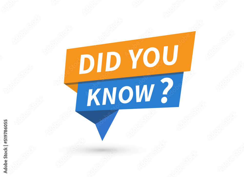 Did You Know with speech bubble on white background. Banner Element. Vector illustration Did You Know with speech bubble on white background. Banner Element. Vector illustration