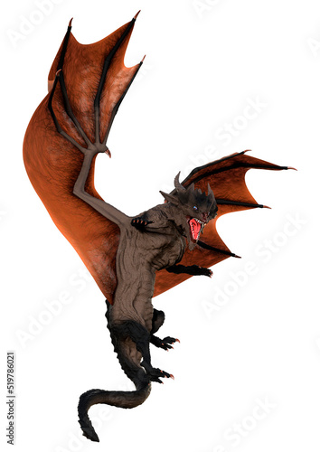 3D Rendering Fairy Tale Dragon on White