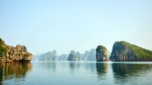 islands of halong bay in vietnam. beautiful rocky islands in the turquoise sea. unesco heritage
