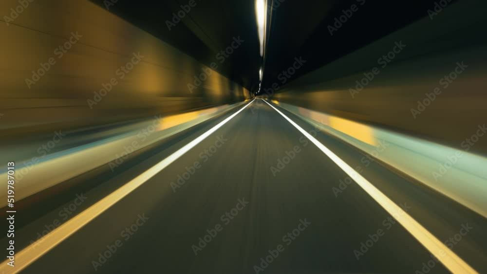 Light trail in tunnel. Driving through tunnel, fish-eye, time-lapse, motion blur Light trail in tunnel. Driving through tunnel, fish-eye, time-lapse, motion blur