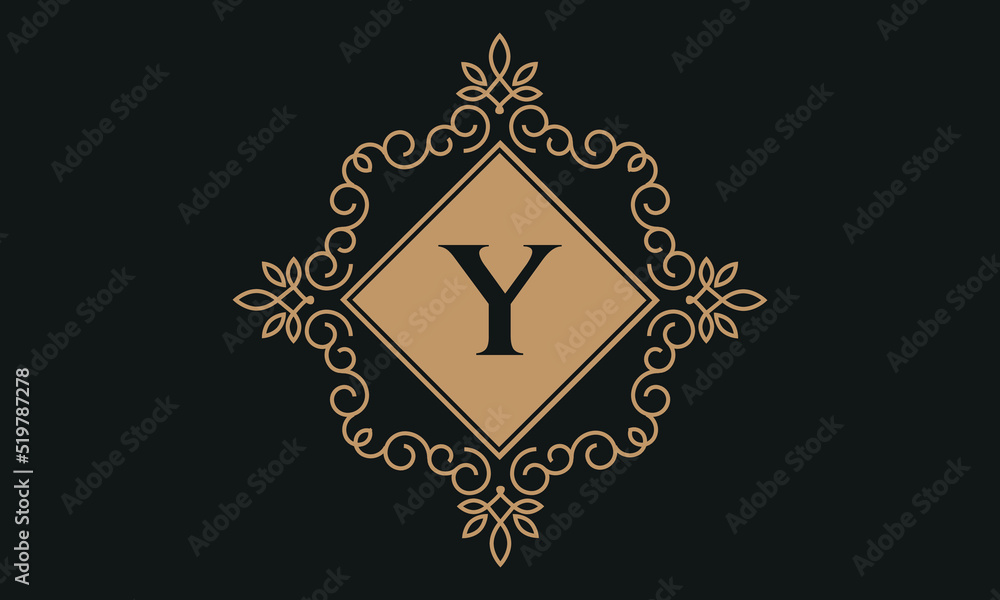 Luxury vector logo template for restaurant, royalty boutique, cafe, hotel jewelry, fashion. Floral monogram with the letter A.