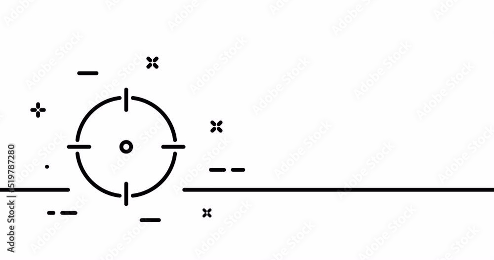 Aim. Logistics, Target, sight, arrows, click, online store, profit, shooting, marketing. The target audience concept. One line drawing animation. Motion design. Animated technology logo. Video 4K Aim. Logistics, Target, sight, arrows, click, online store, profit, shooting, marketing. The target audience concept. One line drawing animation. Motion design. Animated technology logo. Video 4K