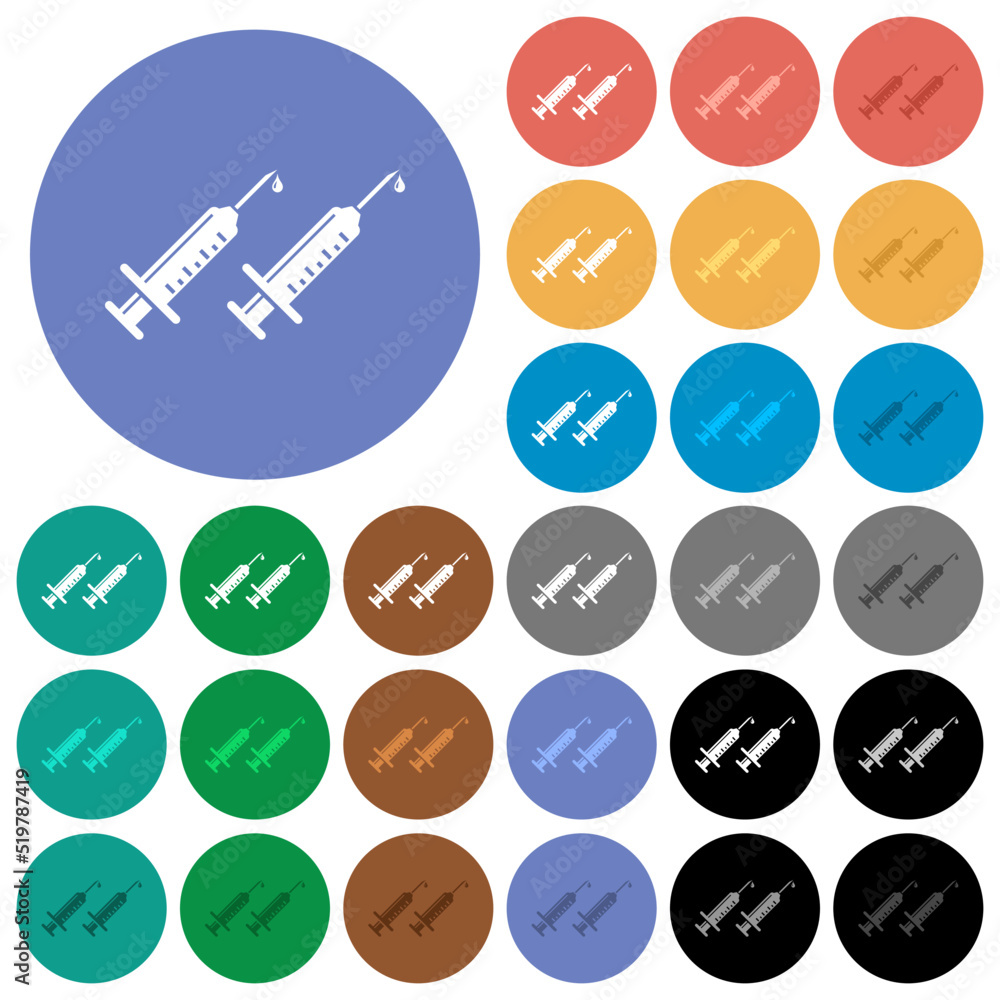 Second vaccine dose round flat multi colored icons Second vaccine dose round flat multi colored icons
