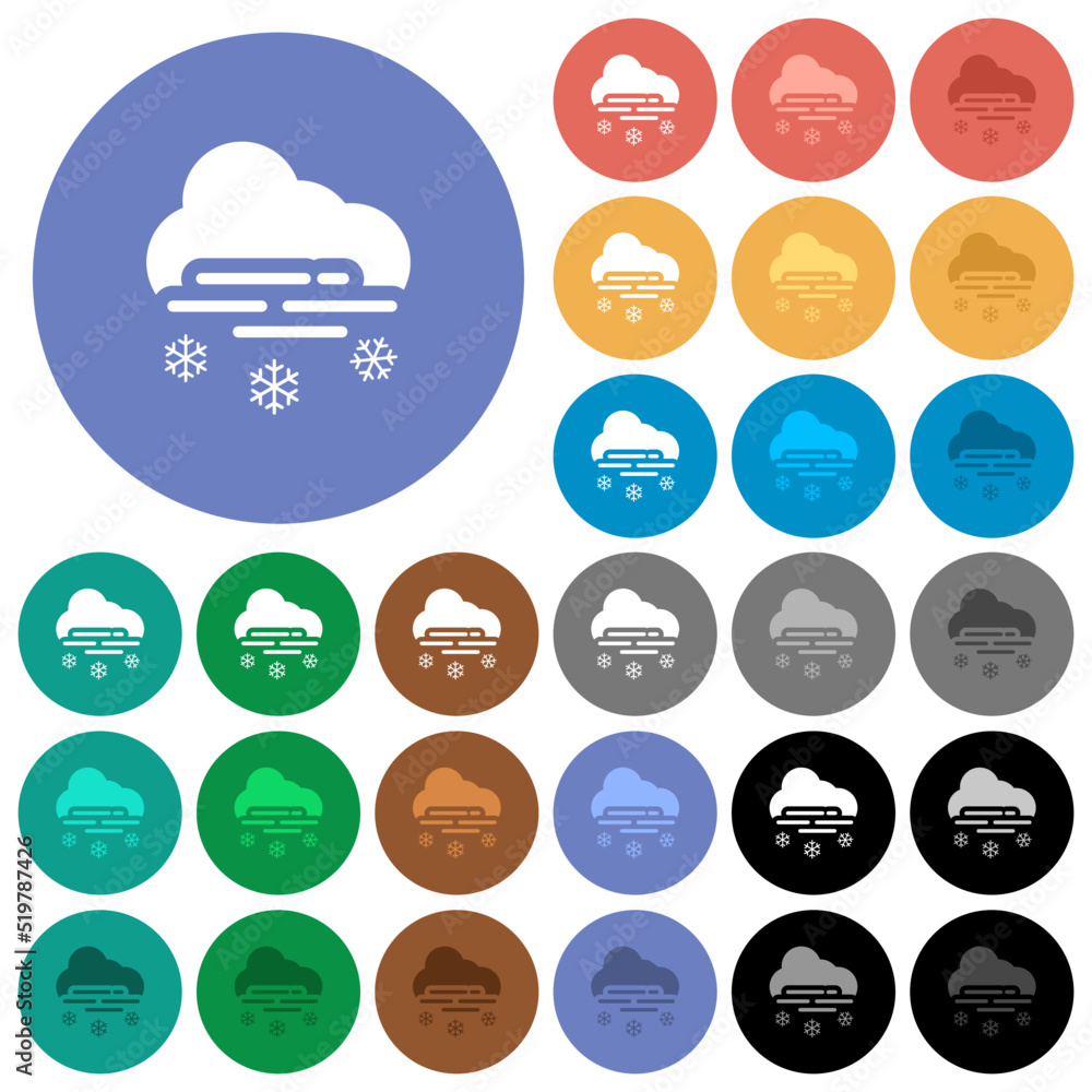 Misty and snowy weather round flat multi colored icons Misty and snowy weather round flat multi colored icons