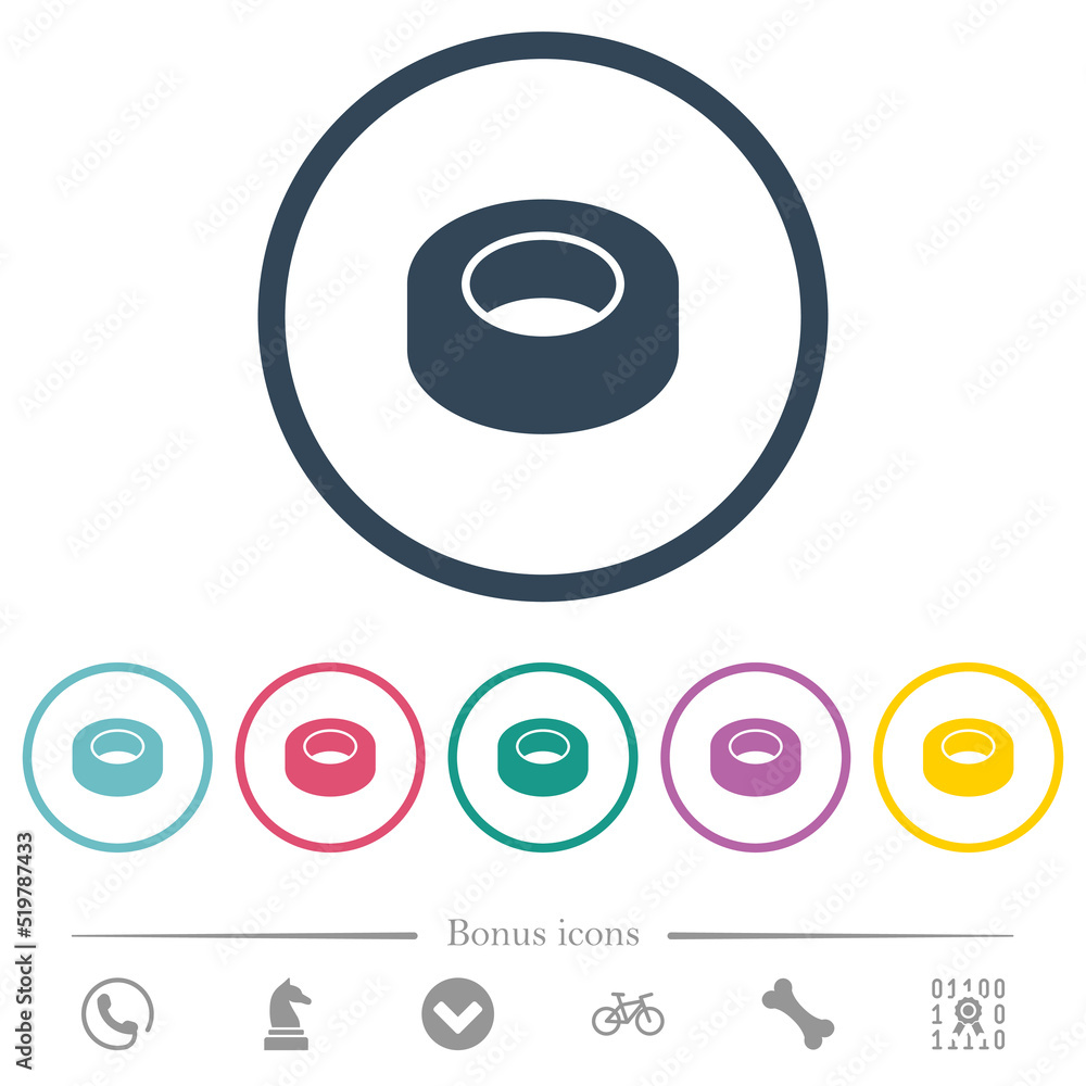 Insulating tape flat color icons in round outlines Insulating tape flat color icons in round outlines