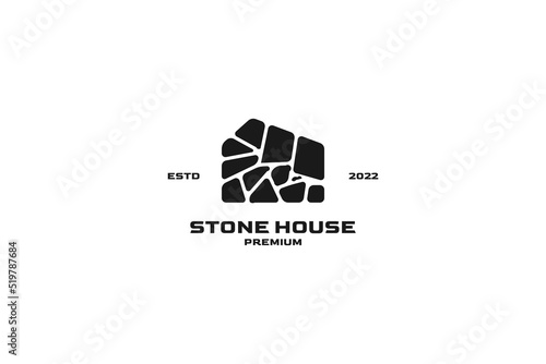 Flat stone house logo vector icon illustration idea