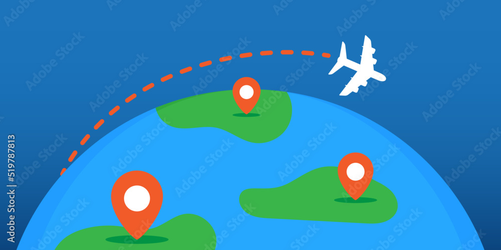 Obraz premium Air Plane Flight Route Travel Earth World Globe Vector Illustration